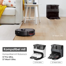 Accessory Set for Roborock S7 MaxV Ultra/S7 Pro Ultra, 6 x Dust Bags, 1 x Main Roller Brush, 2 x Side Brushes, 2 x Filters, 4 x Mop Wipes, Spare Parts Robot Vacuum Cleaner Accessories