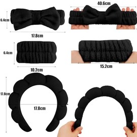 9 Piezas Set de Diadema y Pulsera de Esponja para spa,Maquillaje,Horquilla,Diadema para Lavado Facial,Cuidado de la Piel para Lavado Facial y Maquilla