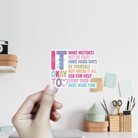 (3Pcs) It is Okay to Make Mistakes Sticker Motivational Quotes Stickers Decal Waterproof Vinyl Stickers Adult for Laptop Kindle Car Tumbler Water Bottle Mug Phone Notebook Helmet Size 3”x2.5”