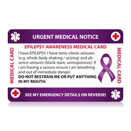 Epilepsy Awareness Medical Card, Epilepsy Card with Writable Panel and Patterned Lanyard, Epilepsy Emergency Contact Card