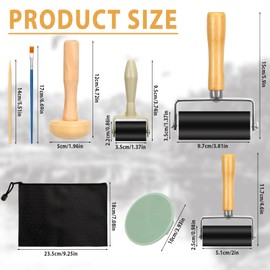 Dadabig Pack of 10 Rubber Brayer Rollers, Rubber Roller Paint Roller, Lino Printing Robust Pressure Roller, with 1 Mushroom Roller, 1 Marlene 2 Wooden Brushes, 2 Oil Brushes for Print Graphics, Crafts