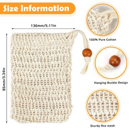 Soap Bags for Solid Soap Soap Bag for Showering Soap Bag Sisal Soap Bag with Soap Dish Wood (Pack of 5)