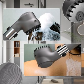 HONBOO Duschkopf mit Massagebürste, Duschkopf Massage, Duschköpfe mit Filter, Duschkopf mit Stoppfunktion, Sparduschkopf mit 1.5m Schlauch, Hochdruck Handbrause 3 Strahlarten