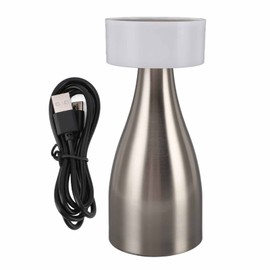 Metal Table Lamp Stepless Dimmable 3 Color Touch Control Rechargeable LED Bedside Light for Bedroom Dining Room Silver