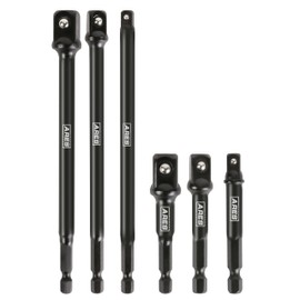 ARES 70382-6-Piece 3-Inch and 6-Inch Impact Grade Socket Adapter Set - Turns Impact Drill Driver into High Speed Socket Driver - 1/4-Inch, 3/8-Inch, and 1/2-Inch Drive Sizes