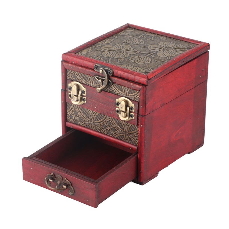 Jewelry Box Antique Wooden Multi‑Layer Drawer Storage Box Organizer with