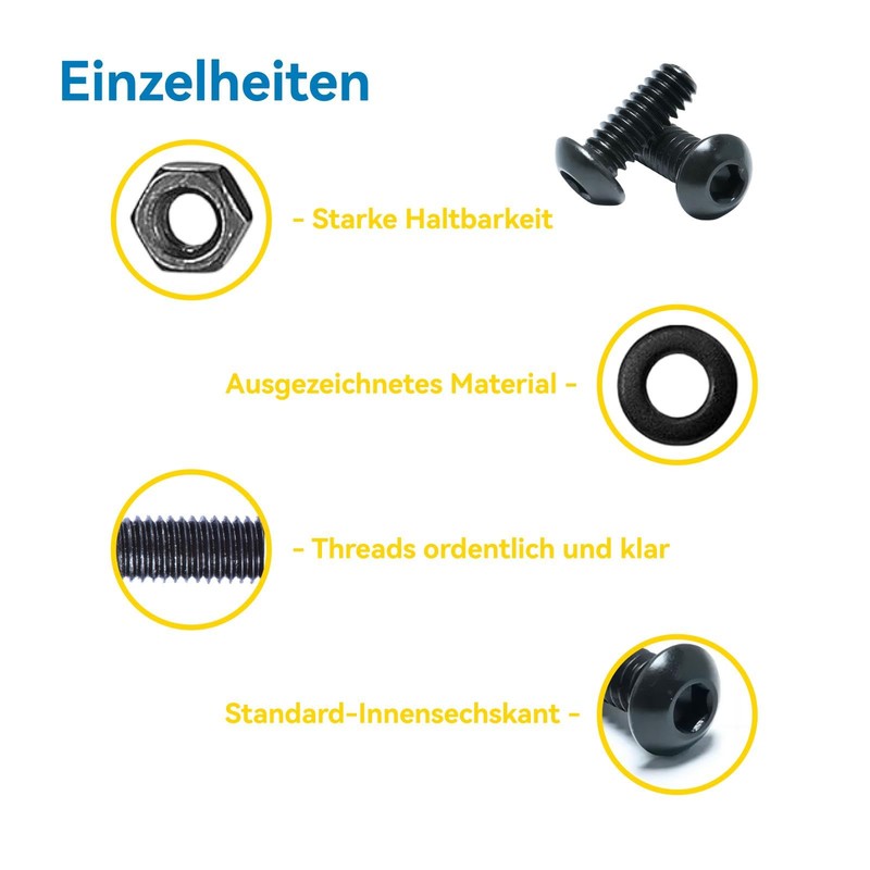 WZHUIDA 330-Piece M4 Screws Set, Black Metric Rounded Head Screws,