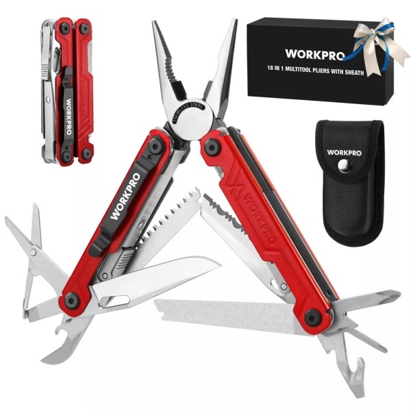WORKPRO 18-in-1 Multitool Pliers Stainless Steel Folding Multi Tool Pocket