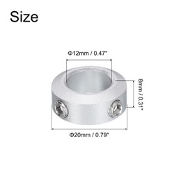uxcell 10pcs Set Screw Collars 12mm Bore, Aluminum Shaft Collars, 20mm OD and 8mm Thickness, Set Screw Clamp Collar, Stop Collar for Linear Rod Shaft Guide
