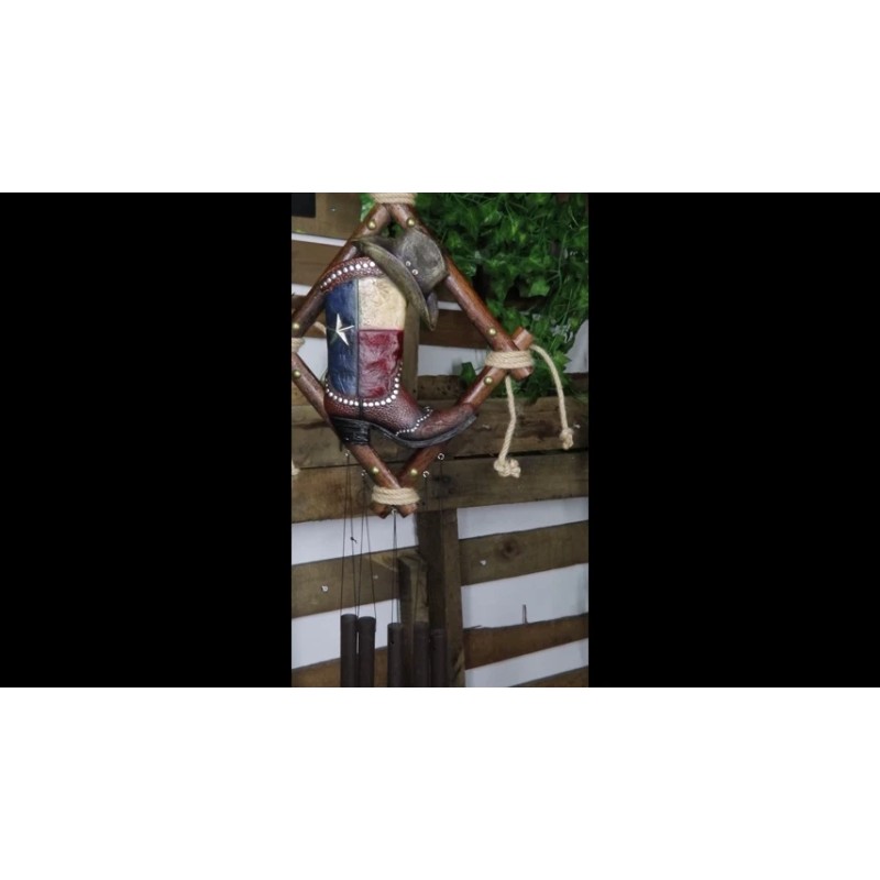 Rustic Western Texas Cowboy Boot And Hat Faux Leather Decorative