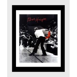 Framed Bobby Knight - Indiana Basketball Assembly Hall Red Chair Throw 1985 - Autograph Promo Print (Black, 16x20)
