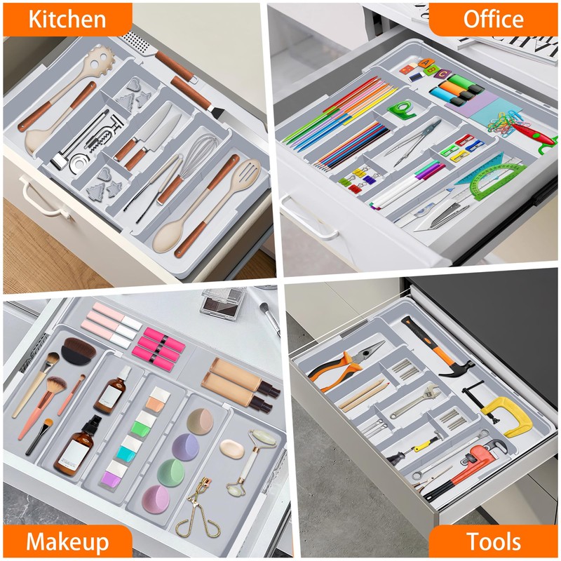 Spaclear Large Utensil Drawer Organizer Expandable Silverware Organizer for Kitchen