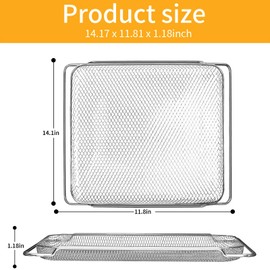 GWYSY Air Fryer Basket Replacement for Emeril Lagasse Dual Zone 360 Oven 25 QT Air Fryer Convection Toaster Oven, 14.1" x 11.8" Non-stick Steel Mesh Basket Wire Rack Accessories Parts, Dishwasher Safe
