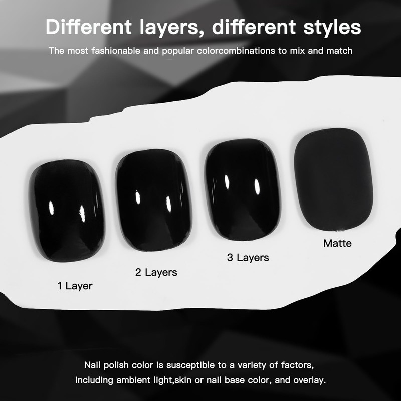 COSMOO Black Quick Dry Nail Polish, Solid Black Air Dry
