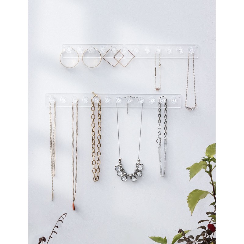 Heesch Necklace Holder, Acrylic Necklace Hanger, Wall Mount Necklace Organizer,