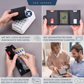VON HEESEN Slim Wallet with RFID Protection, for Men and Women, Mini Purse, Credit Card Case, Small Wallet