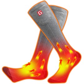 Electric Battery Heated Socks,Rechargeable Battery Powered Heating Sox Cold Weather Heat Socks for Men Women,Outdoor Riding Camping Hiking Warm Winter Socks Skiing Thermo Foot Warmer Socks (Grey, M)