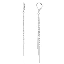 AeraVida Cascading Chain Tassel Sterling Silver Lever-Back Dangle Earrings | Elegant Sterling Silver Tassel Earrings for Women | Boho Chic Statement Jewelry