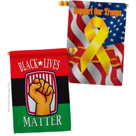 Black Matter Anti Racism House Flag - Pack Support Cause BLM Revolution Movement Equality Social Our Troops - Decoration Banner Small Garden Yard Gift Double-Sided Made in USA 28 X 40