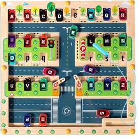 Magnetic Alphabet Maze - Montessori Toys,Wooden Toddler Toys for Ages 3-5,Sensory Travel Toys Fine Motor Skills,Ideal Boys and Girls (Alphabet Maze)