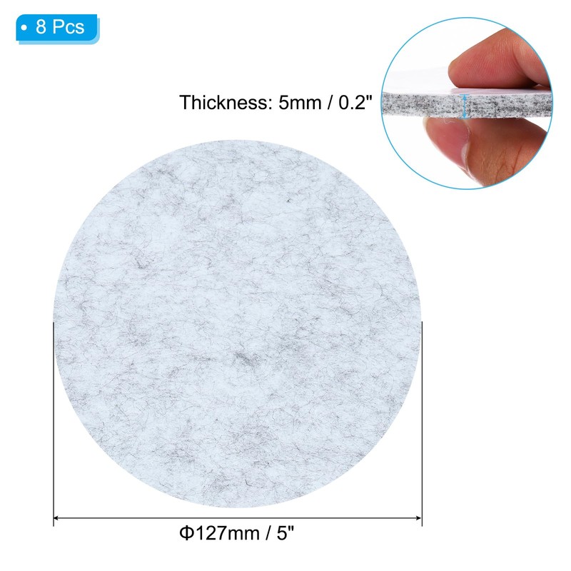 PATIKIL 5" Diameter Felt Furniture Pads, 8 Pack 1/5" Thick