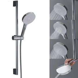 KINSE Shower Slide Bar Handheld Shower Head With Hose,5"Adjustable Height Shower Head, 4-Function Hand Shower With Wall Mount,Built-In Power Wash To Clean Tub, Tile & Pets,(With 27.4inch Slide Bar）