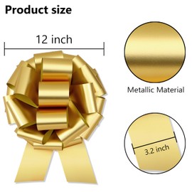 sxvblly Big Bows 12 Inch Big Metallic Gold Bows for Gift Wrapping Car Decorated Birthday Party Christmas Gift and Valentine's Day Decorations