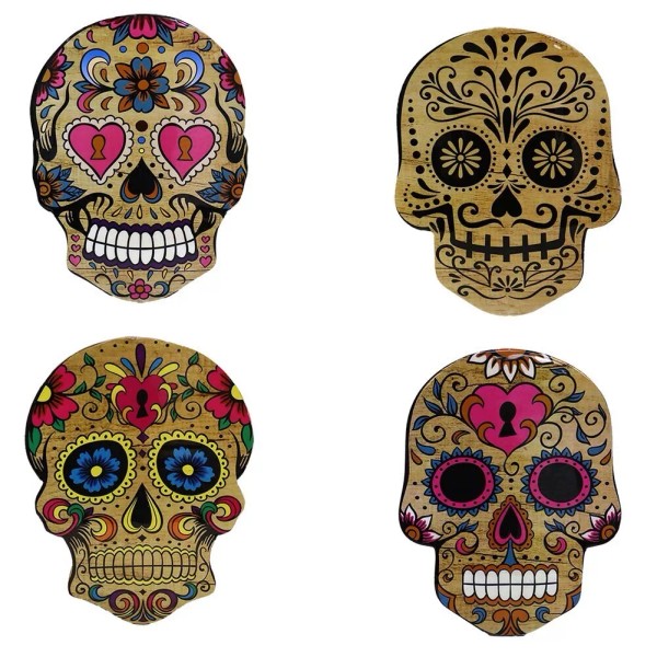 At Home Halloween Sugar Skulls Serving Board Set of 4