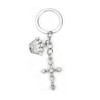 Tranbath Stainless Steel Keyring with Unique Water Diamond Cross and