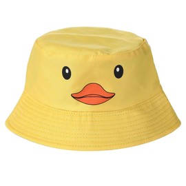 Beyond Happy Unisex Adult Duck Face Bucket Hat, Cute Fun Design Cotton Blend Sun Hat, Adjustable Strap (Yellow)