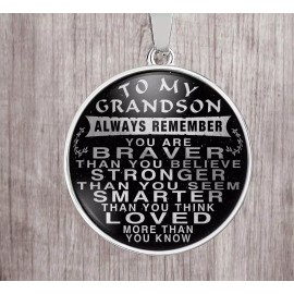 Fashion Jewelry GRANDSON GRANDPA GRANDMA WORDS charm pendant Sterling Silver 925 20" necklace