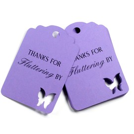 Butterfly Thank You Tags - Thanks for Fluttering By - 12pc (Purple)