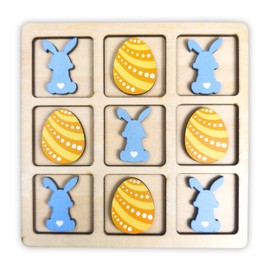 Easter Tic Tac Toe, Wooden Tic Tac Toe, Tic Tac Toe Game For Kids, Mini Tic Tac Toe Board, Easter Gift For Kids, Easter Basket Stuffers for Kids, Easter Games for Kids, Easter Gift 2025 (Blue)