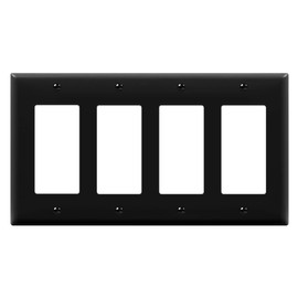 ENERLITES Decorator Light Switch or Receptacle Outlet Wall Plate, Size 4-Gang 4.50" x 8.19", Unbreakable Polycarbonate Thermoplastic, UL Listed, 8834-BK, Black
