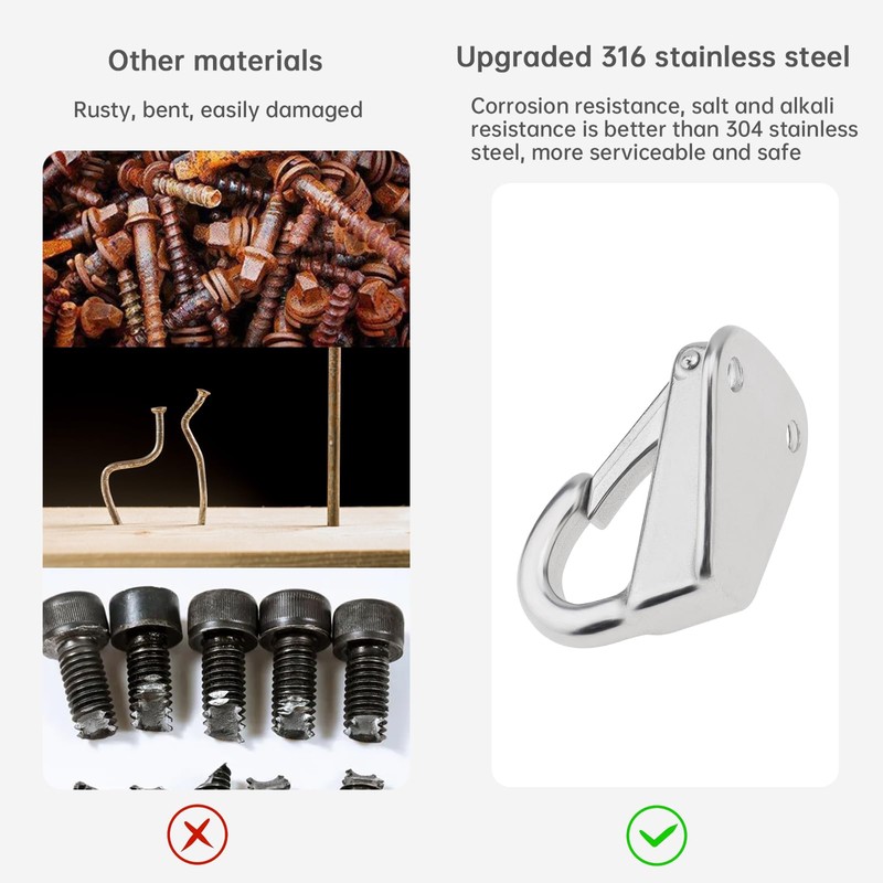 PNXKTXO 4 Pcs Boat Fender Hooks 316 Stainless Steel Spring