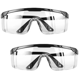 CUEMOON Pack of 2 Safety Glasses Work Safety Glasses with Adjustable Arms Work Safety Glasses Black Safety Glasses for Laboratory Workshop and Activities Game