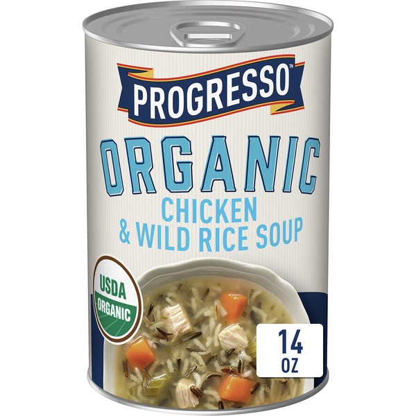 Progresso Organic Chicken and Wild Rice Soup Can, 14 oz (Pack of 8)