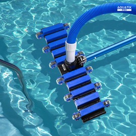 Aquatix Pro Pool Vacuum Head, 22" Extra Large Commercial Grade, 10 Weighted Plates, 2 x Hose Adapter, Aluminium Handle, Stainless Steel Balls, Flex Swivel Swimming Pool Head with Bottom Brush