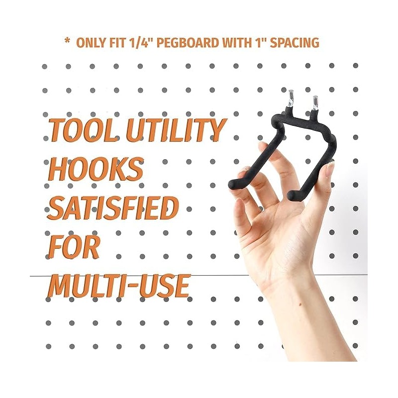 HUHOLE 8 Pack Pegboard Drill Holder and Utility Hooks Set