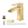 EZANDA Brass Waterfall Bathroom Faucet with Extra Large Rectangular Spout,