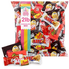Assorted Chocolate Candy Mix - Individually Wrapped Milk, Dark, and White Chocolates - 2lb Bulk Variety Pack for Snacking, Sharing, and Gifting - Ideal for Home, Office, and Events