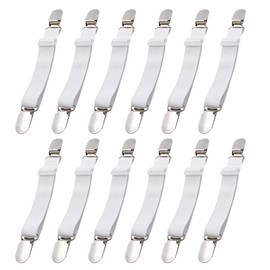 CINGHIA Sheet Tensioner Adjustable, Long Sheet Tensioner, Adjustable, Pack of 12, White Sheet Tensioners for Wrinkle-Free Bed Sheets, Elastic Sheet Tensioner with Metal Clip 65-100 cm