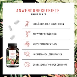 Amino Acids Complex High Dose - 180 Vegan Amino Tablets with 1000 mg per Daily Dose with 12 Different Amino Acids - EAA Pattern Pellets by NATURTREU