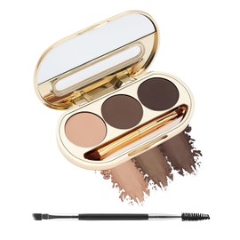 Erinde 3 colores Resistente al Agua Polvo para Cejas, Mate de Larga Duración, Color Intenso y Natural, Ideal para Diseño y Relleno de Cejas Perfectas, Incluye un cepillo de Aplicador,E01#