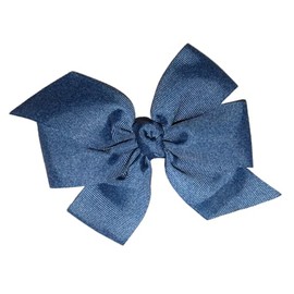 WD2U Girls 5" Denim Blue Grosgrain Hair Bow French Clip