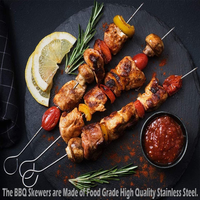 iPEAK BBQ Skewers Stainless Steel Grill Kebab Skewer 29.5cm Long