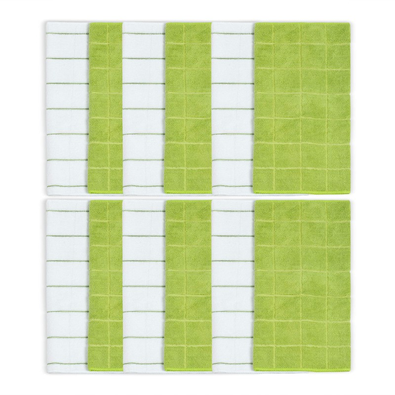 Simpli-Magic 79284 Microfiber Kitchen Towels, Checkered, Lime, 15"x25", 12 Pack
