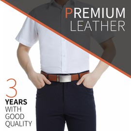 Zitahli Mens Belt Leather - Ratchet Belt for Men Dress Pant Shirt Oxfords,Micro Adjustable Black Brown Belt,Trim To Fit 34"-40"