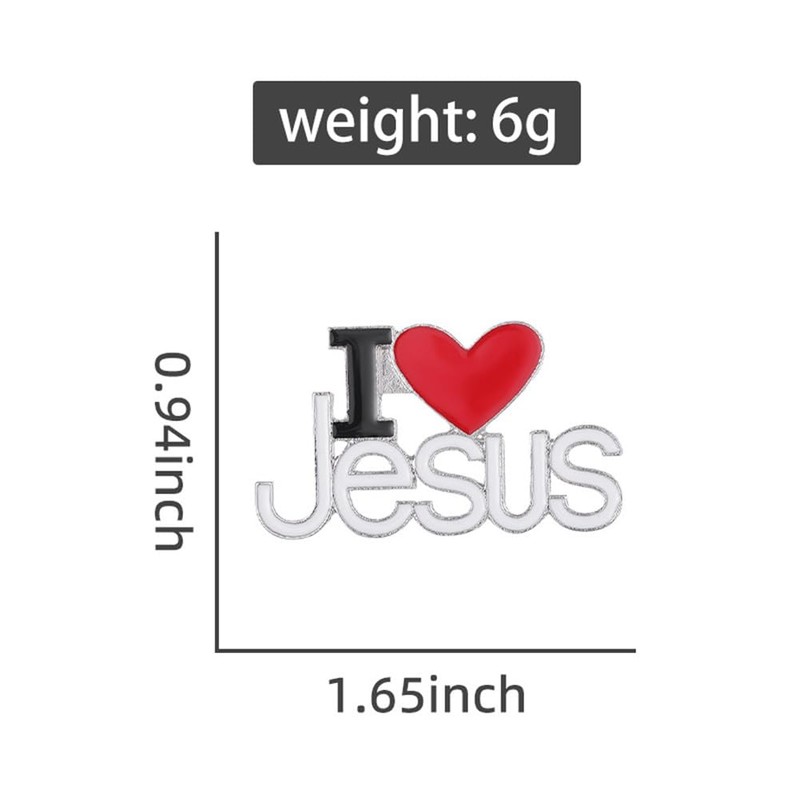 I Love Jesus Brooch Pin Set Religous Christian Enamel Lapel