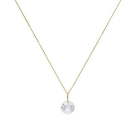 jewellerybox 9ct Gold & Clear CZ Crystal Pendant on 16 Inches Chain